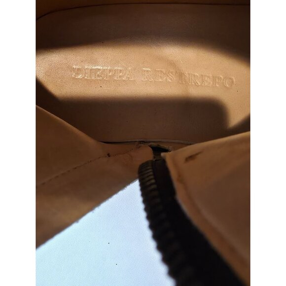 DIEPPA RESTREPO Cognac Patent Leather Ankle Boots With Side Zipper Women's Sz 7 - Picture 9 of 9